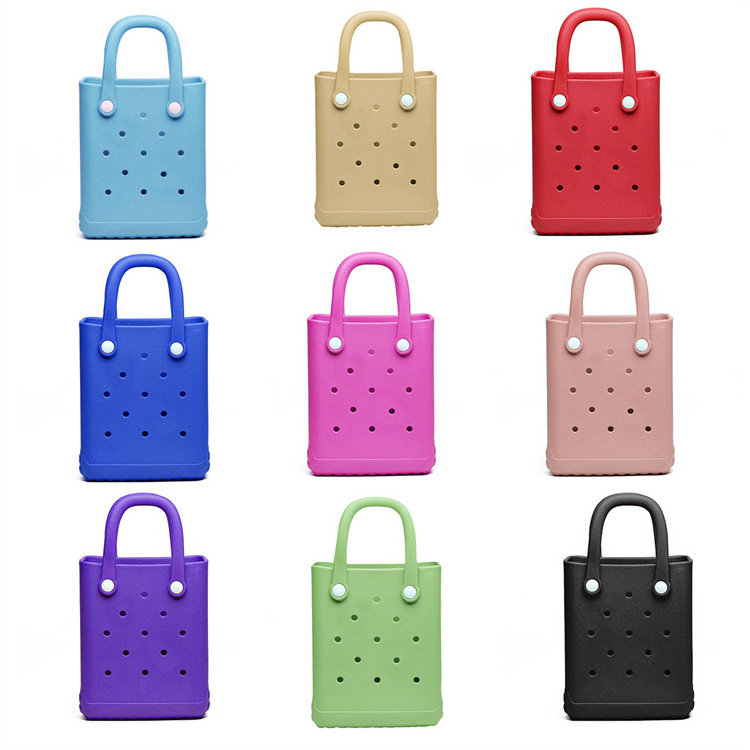 2024 Custom Logo Wholesale Women Jelly Waterproof Tote Bags EVA Mini Beach Shoulder Bag For Ladies