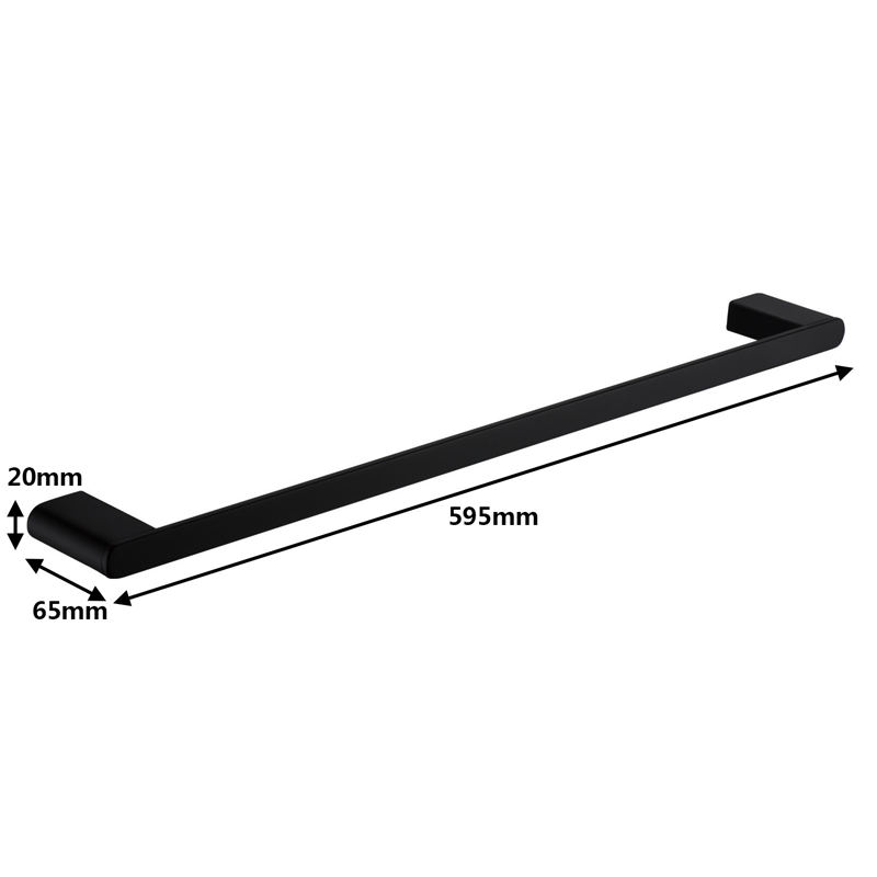 High Quality Black SUS304 Black Bathroom Accessories Hotel Towel Lever Single Bath Towel Bar Stainless Steel Towel Hanger