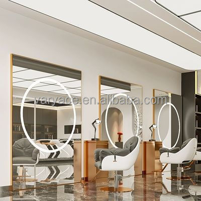 Modern Double Sided Mirror Station for Hair Beauty Barber Salons for Home Office Use Made of Wood