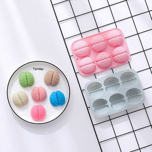 Cheap DIY Supplies Pastry Baking Decorating Tool 3d Fondant Mold Spooky Halloween Brain Molds Half Silicone Brain Mold