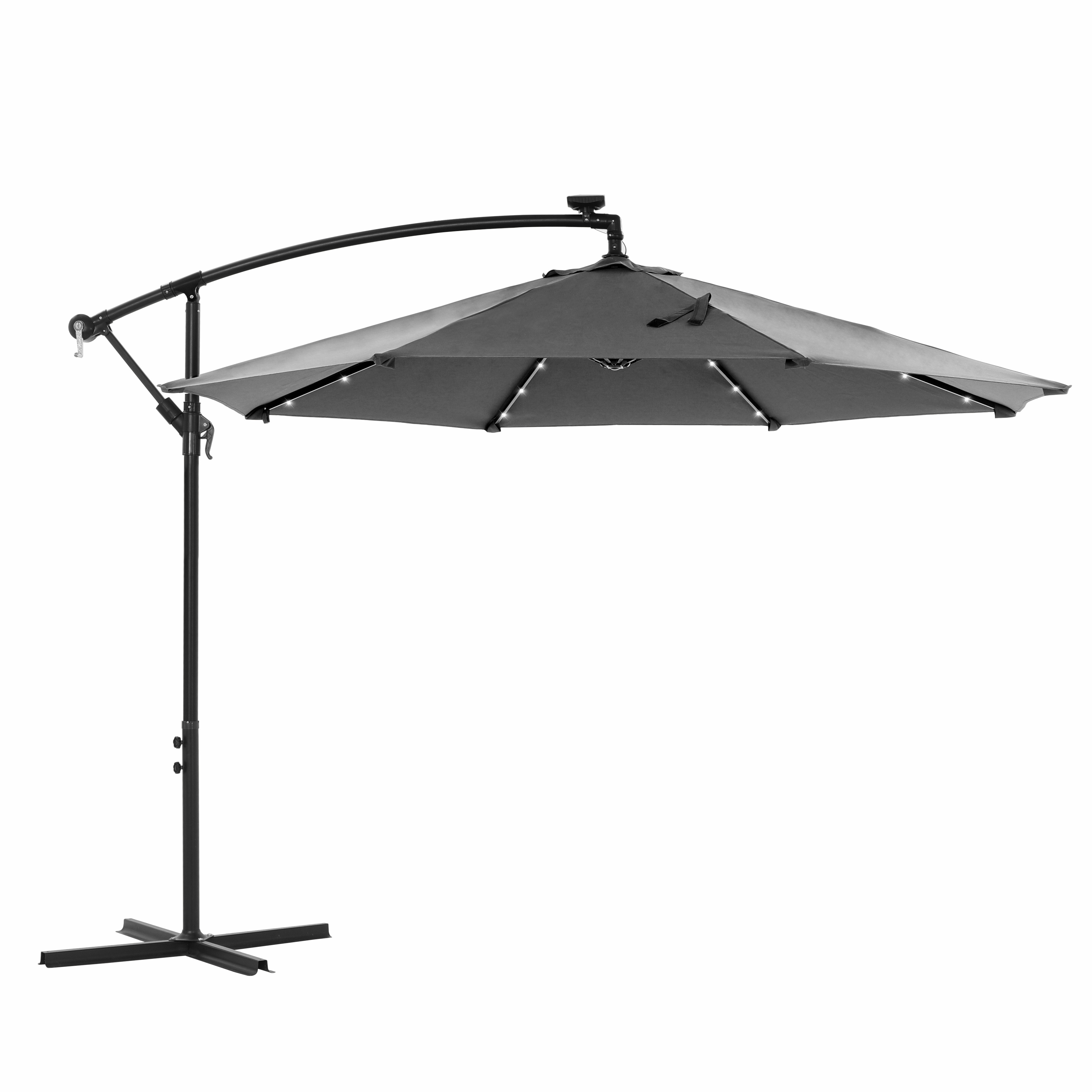 SONGMICS 8 FT 3M 8 Ribs Luxury Foldable Garden Umbrella Big Size Steel Solar LED Outdoor cantilever parasol Patio Umbrellas