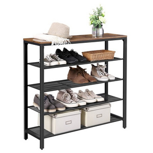 VASAGLE Easy Assembly  Shoe Storage Organizer shelf Industrial  Metal Mesh Shelves 5 Tier Shoe Rack