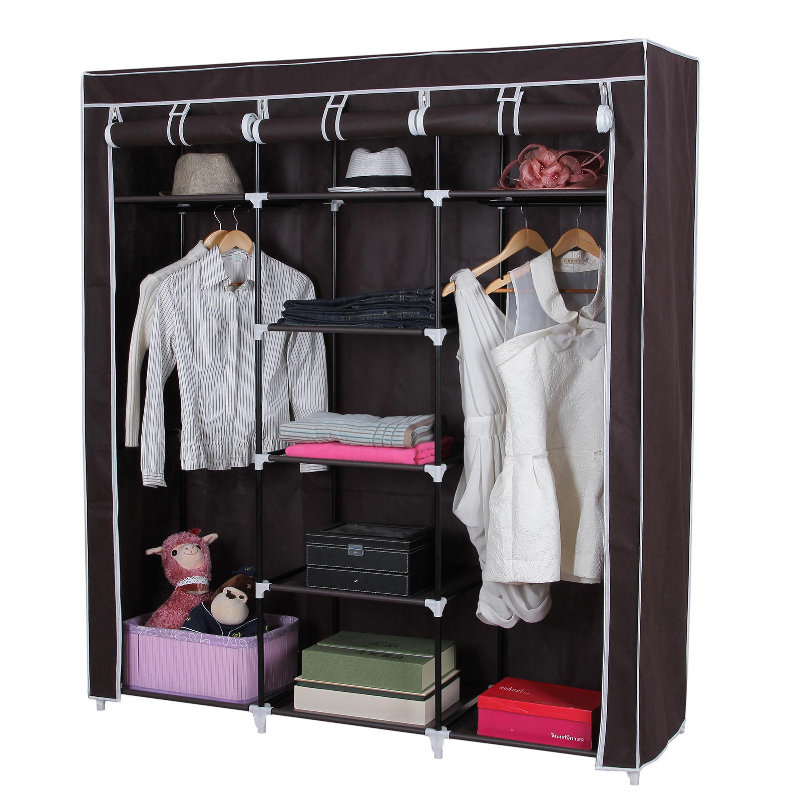 SONGMICS cheap portable closet wardrobe Foldable modern design Non-Woven fabric bedroom wardrobes