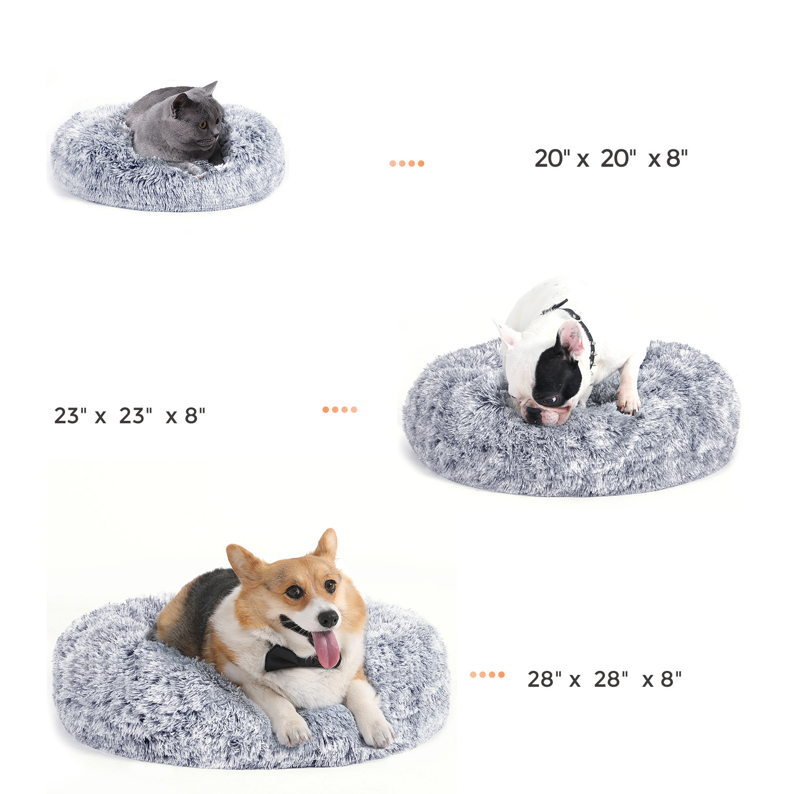 Feandrea Pet Bed Soft Washable Cushion Plush Round Eco Friendly Comfortable Donut Luxury Dog Bed