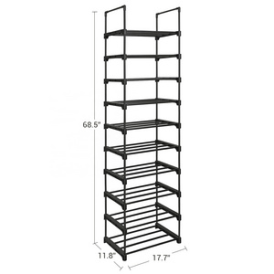 SONGMIC Easy Assembly KD Funiture 10-Tier Metal Shoe Tower Shoe Storage Organizer Modern Iron Shoe Racks