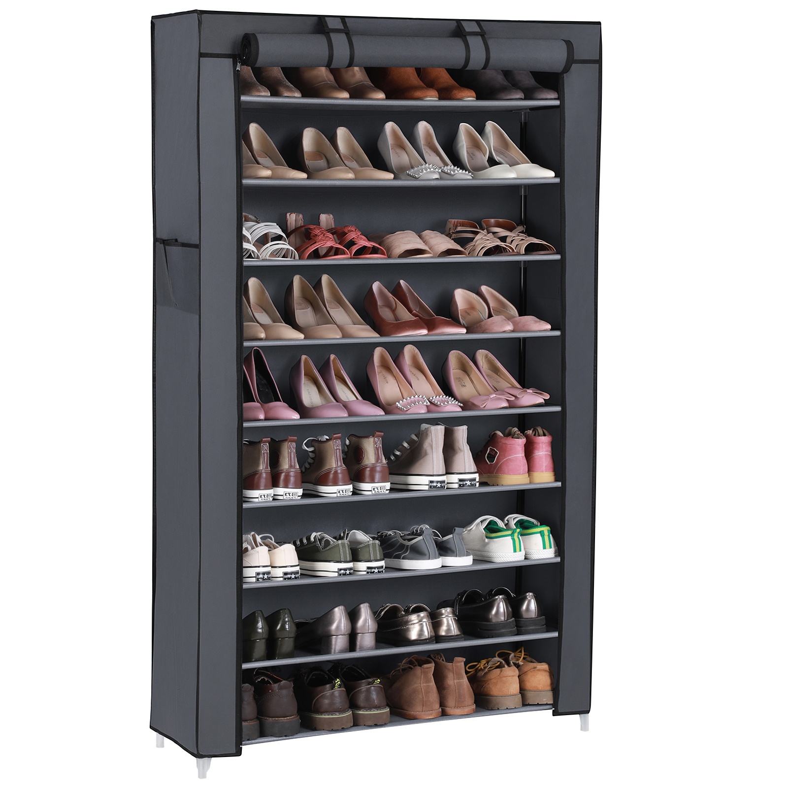 SONGMIC 10 Tiers Standing Shoe Cabinet Fabric Durable Shoe Storage Organizer Portable Waterproof Shoe Racks