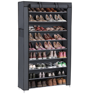 SONGMIC 10 Tiers Standing Shoe Cabinet Fabric Durable Shoe Storage Organizer Portable Waterproof Shoe Racks