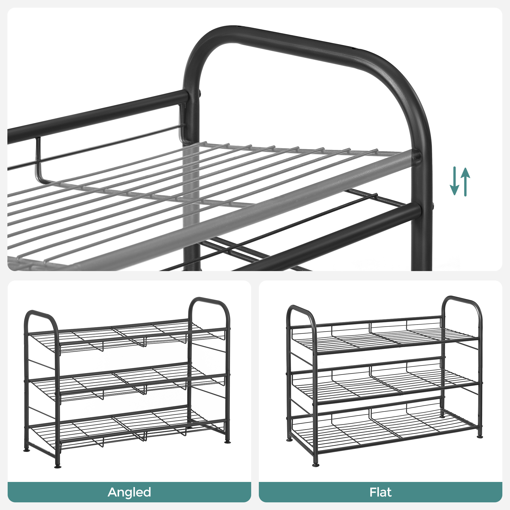 SONGMICS Stackable shoes rack shelf home small outdoor shoe rack waterproof 3-Tier Shoe Rack Storage Organizer