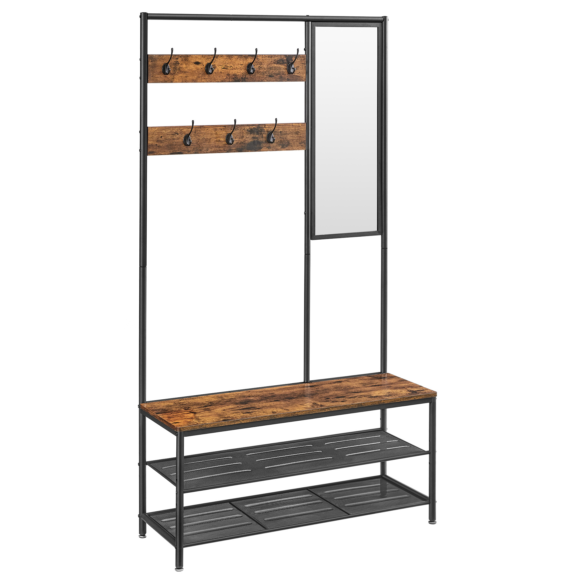 VASAGLE Living room Entryway clothes stands & shoe racks coat rack with hooks mirror bench