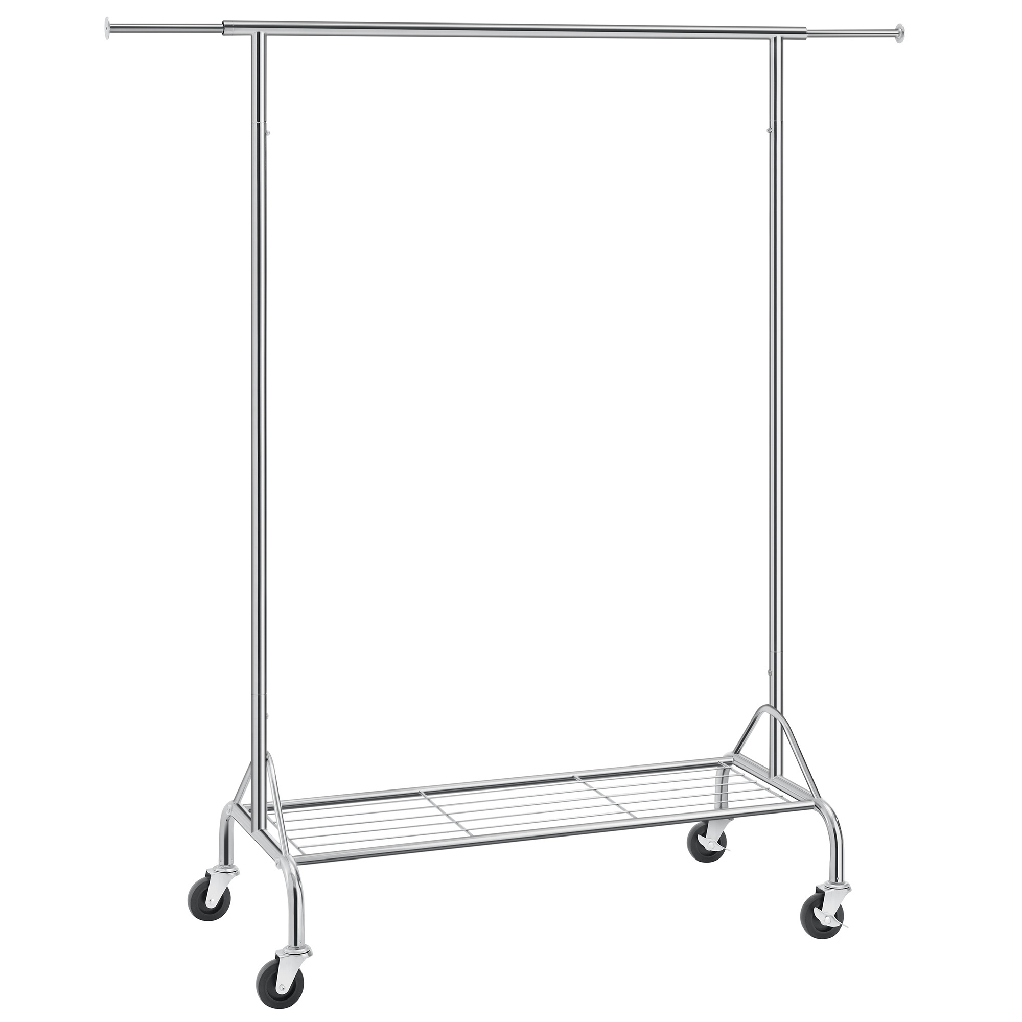 SONGMICS Heavy-Duty Garment Rack with Extendable Hanging Rod and Shoes Shelf drying rack clothes with wheels