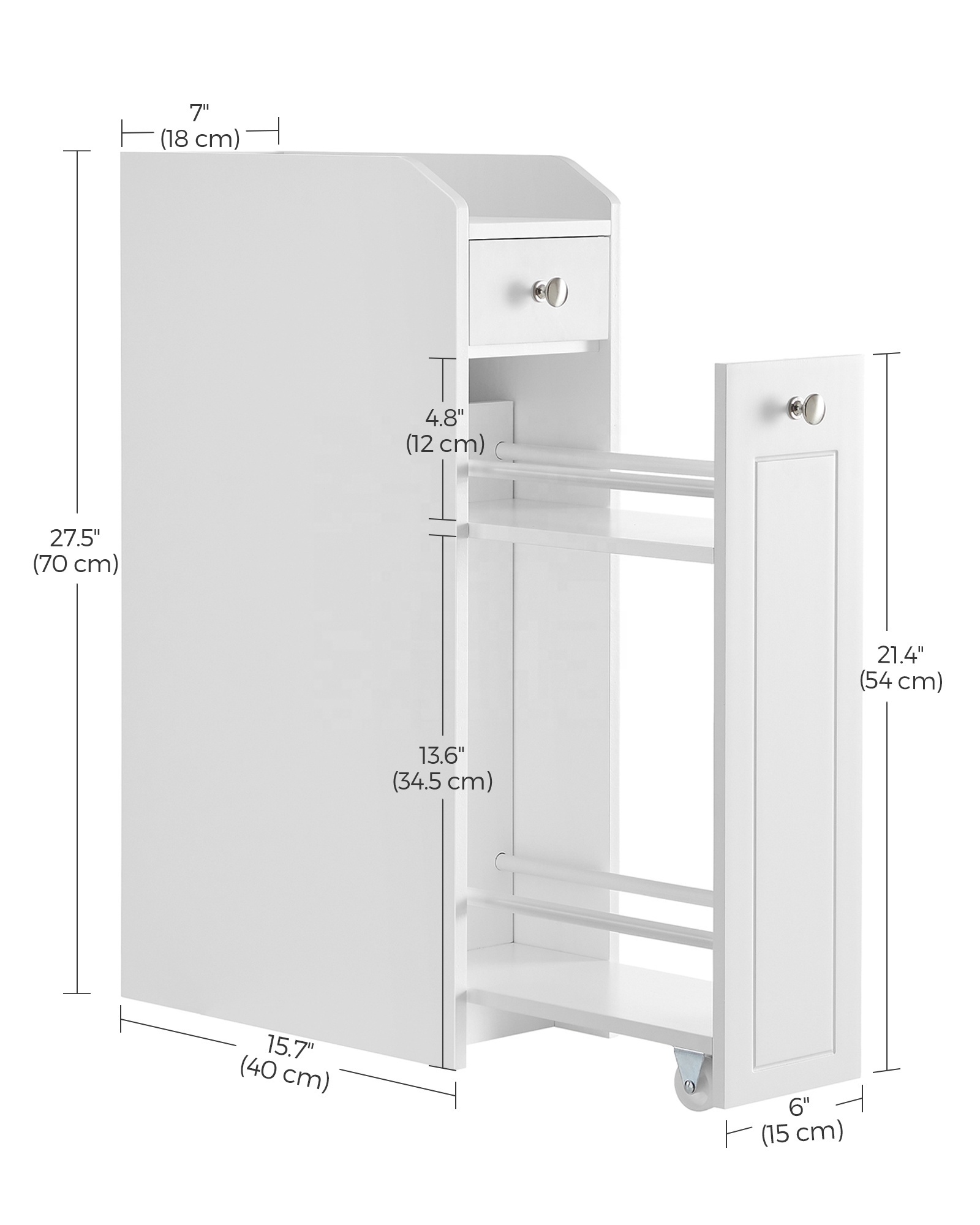 VASAGLE  Toilet Paper Storage Cabinet with Slide Out Drawers Small Bathroom Storage Corner Floor Cabinet