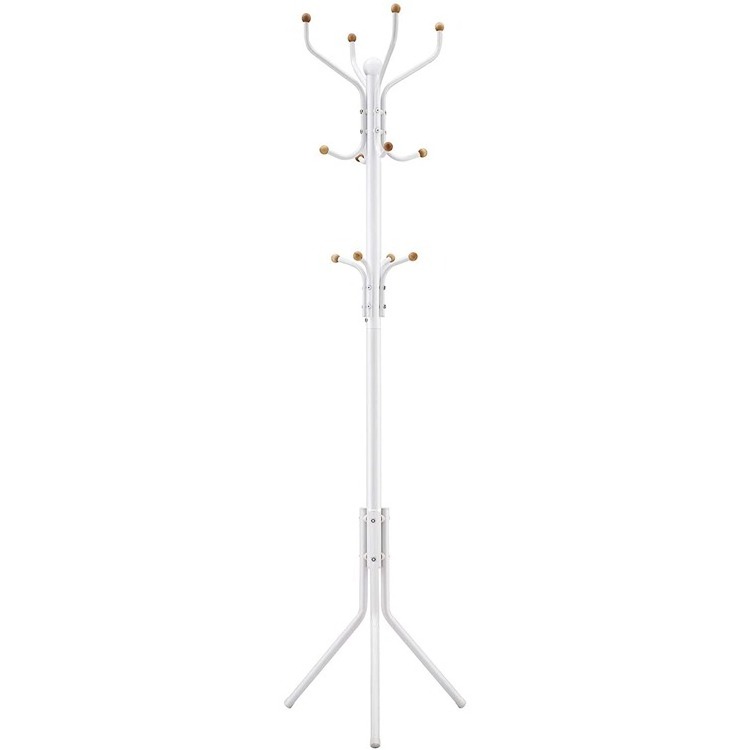 SONGMICS 182 cm Tall Freestand Hall Tree Heavy Duty Metal White Hat Handbag Hanger Clothes Stand Coat Rack