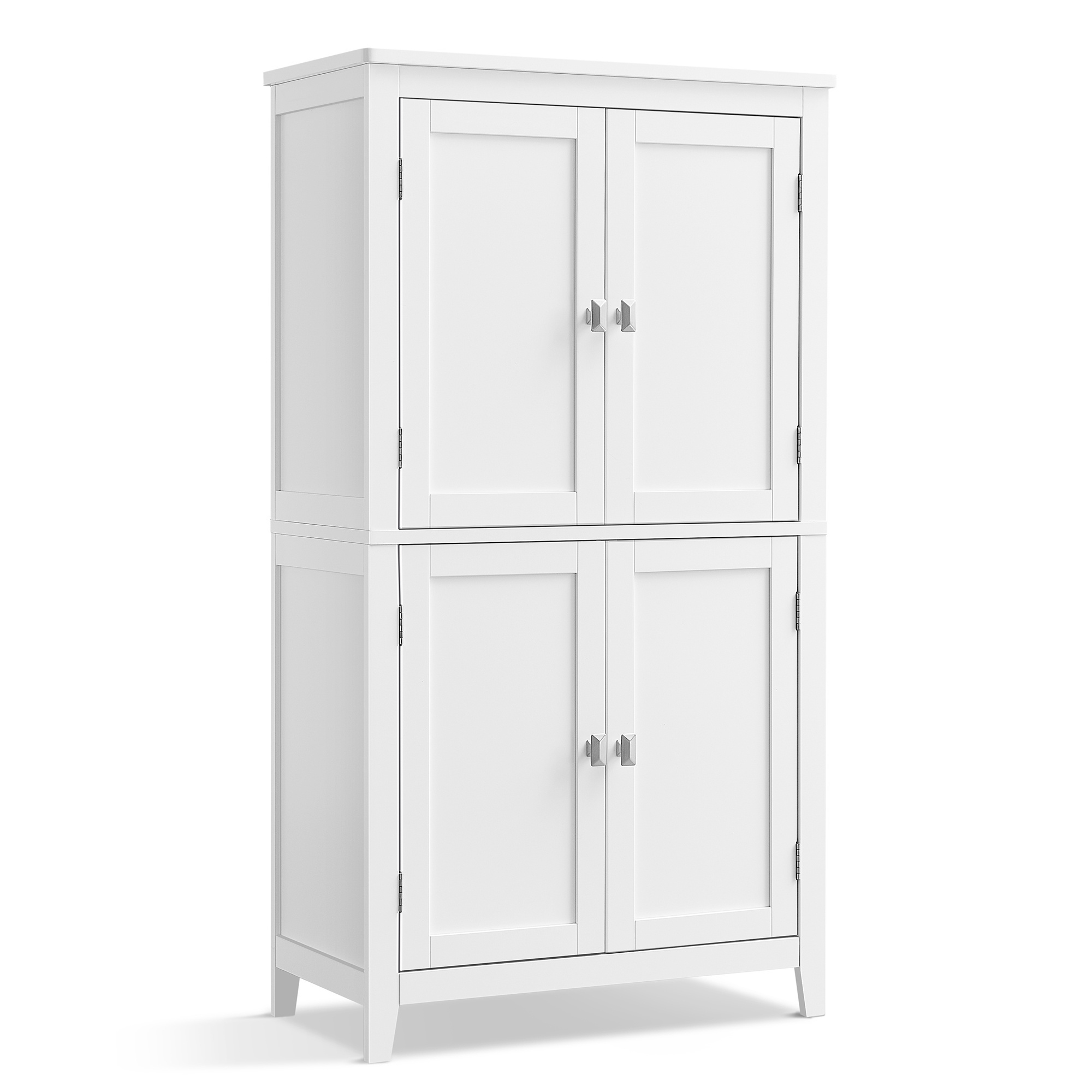 VASAGLE Freestanding Cabinet 4 Doors Kitchen Cabinet White Wooden Bathroom Cabinet