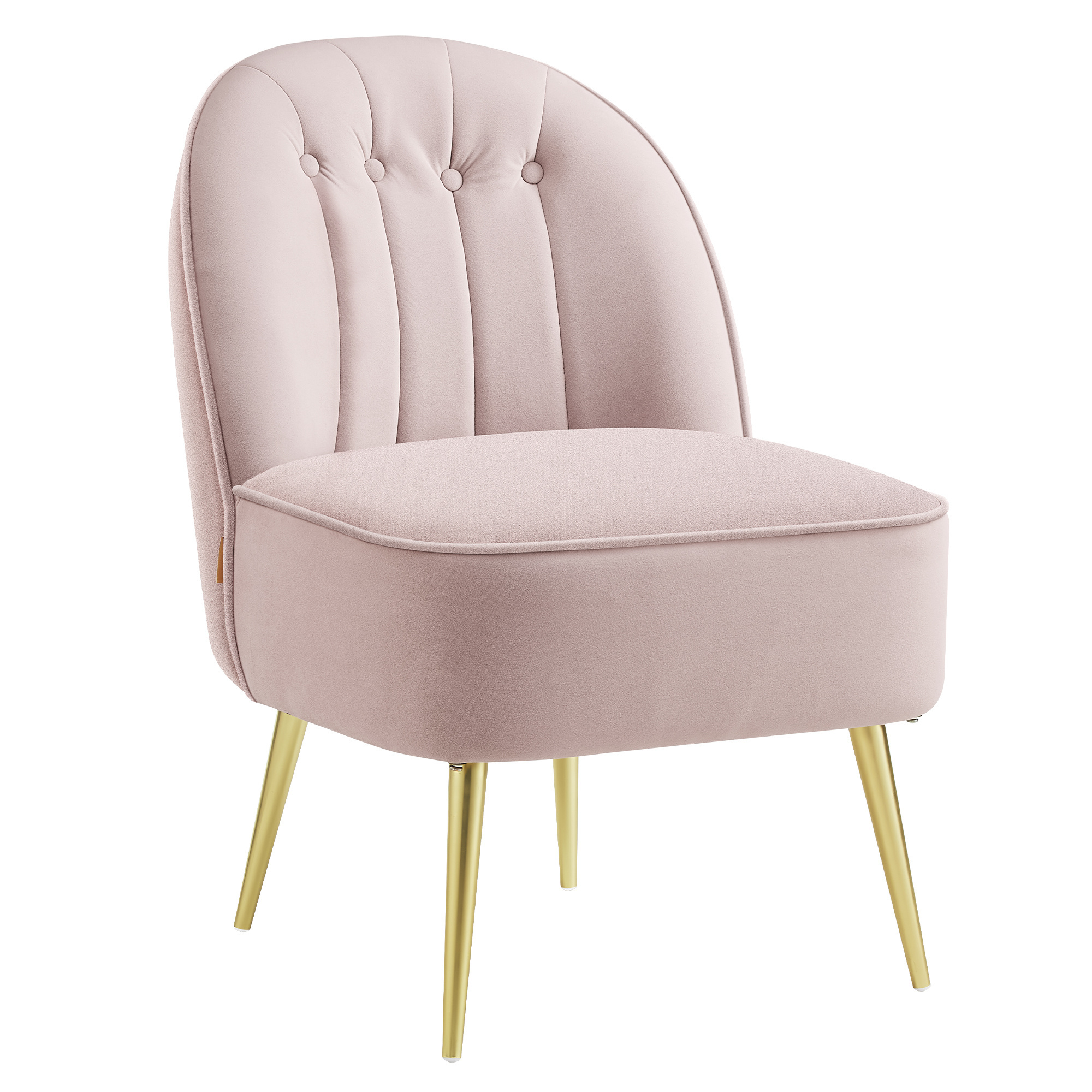 VASAGLE modern pink single sofa chair Velvet Vanity Chair with Metal Legs bedroom accent chair