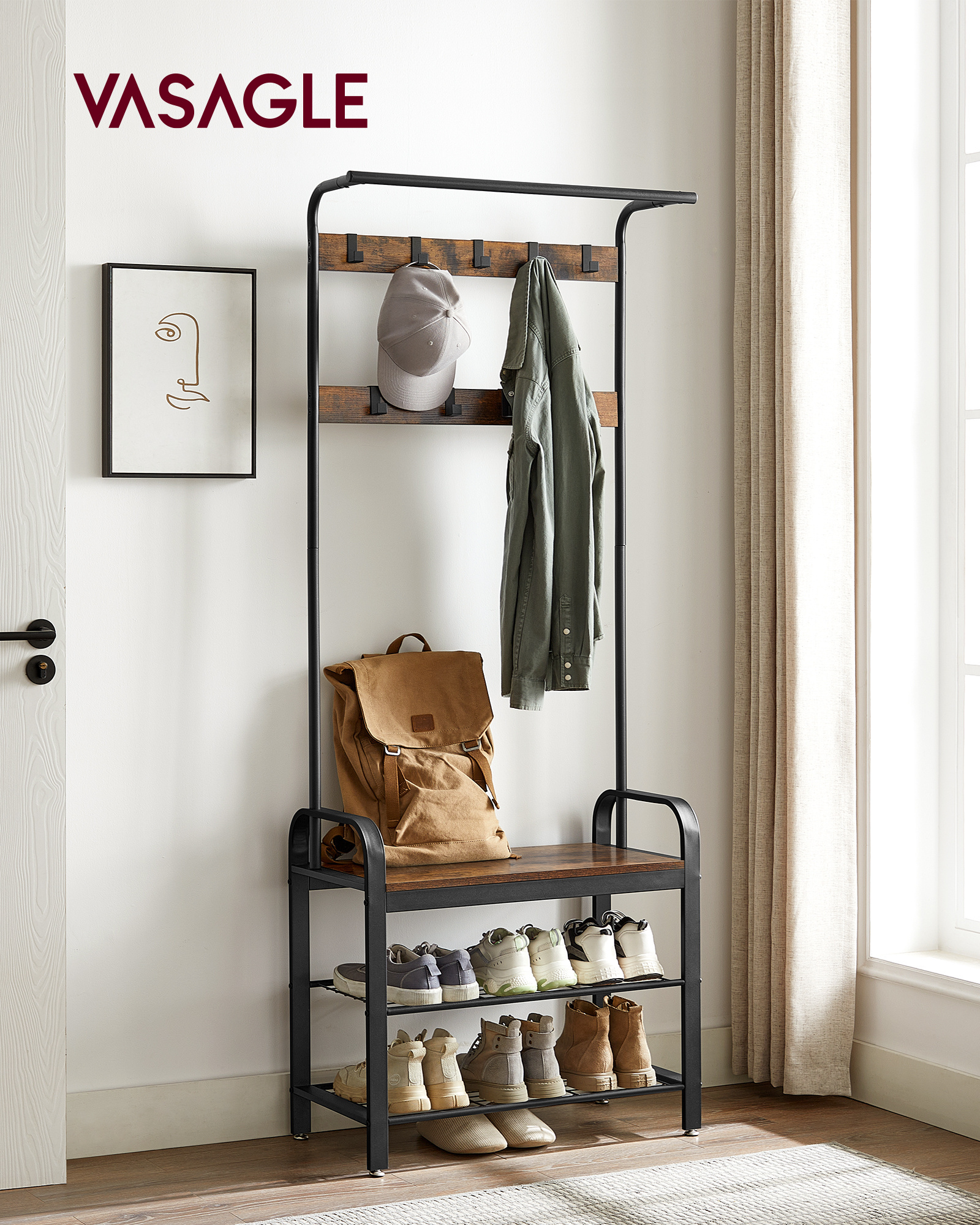 Modern Simple Home Living Room Bedroom Dormitory Hotel Cloakroom Coat Rack With shoes Rack