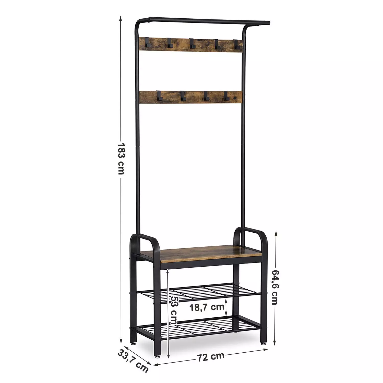 VASAGLE home Furniture Coat Stand Rack with storage Shelf Entryway Coat Rack Multi Function hall Tree