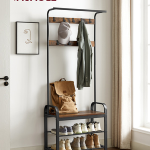 SONGMICS hallway furniture wooden rack for clothes entryway coat rack with shoe rack