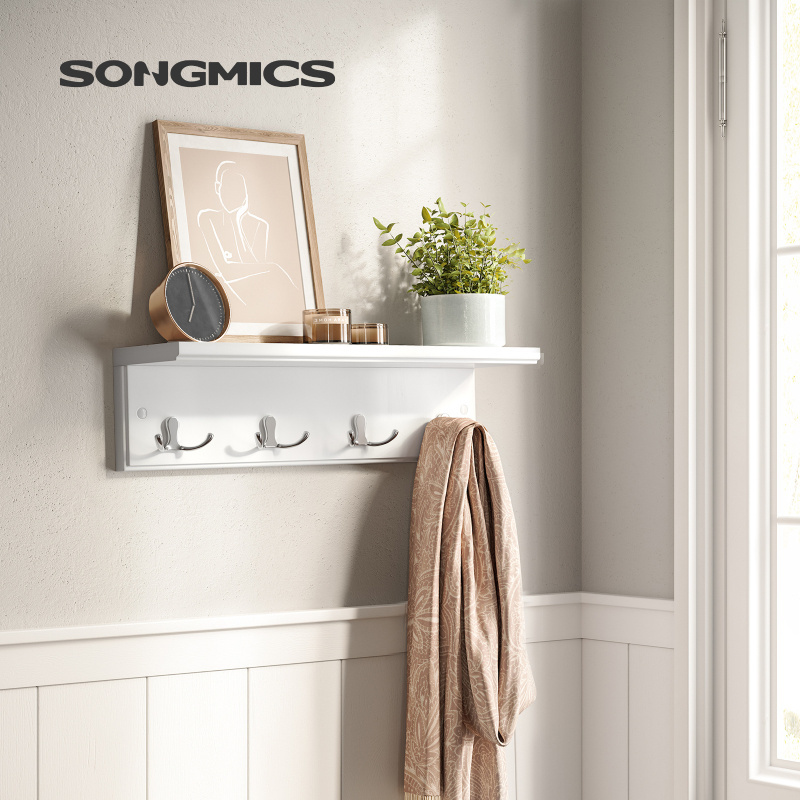 SONGMICS modern wall mounted Coat Rack with 4 Metal Dual Hooks for Coats