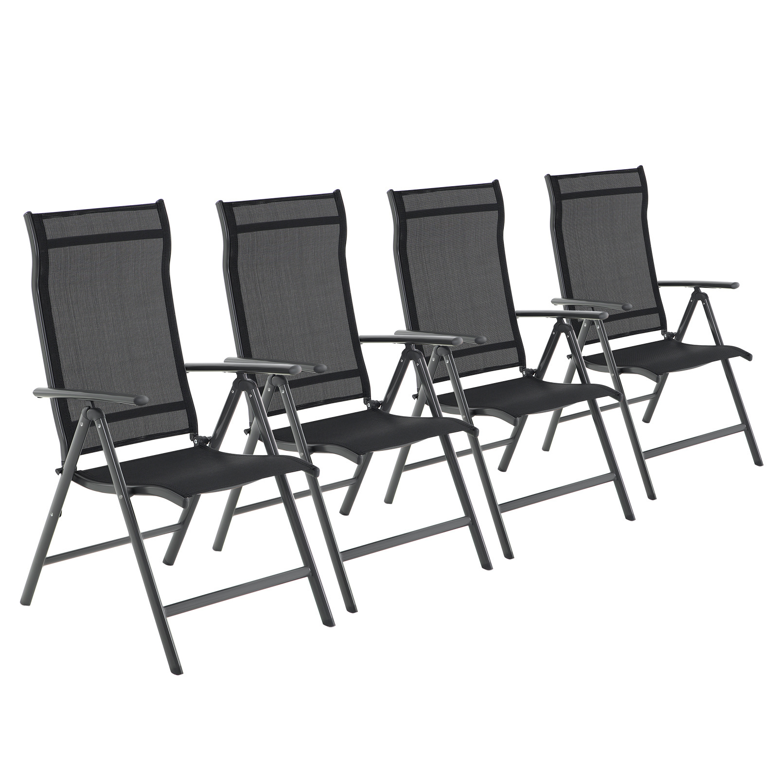 SONGMICS Modern Outdoor Chairs Set of 4 Minimalist Gray Adjustable Folding Garden Chairs