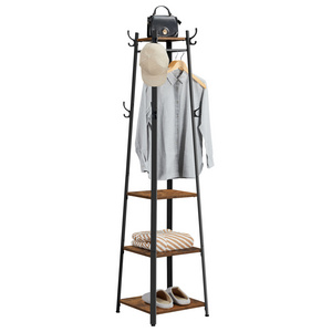 VASAGLE Industrial Coat Stand 3 Shelves Stand Coat Rack with Hooks