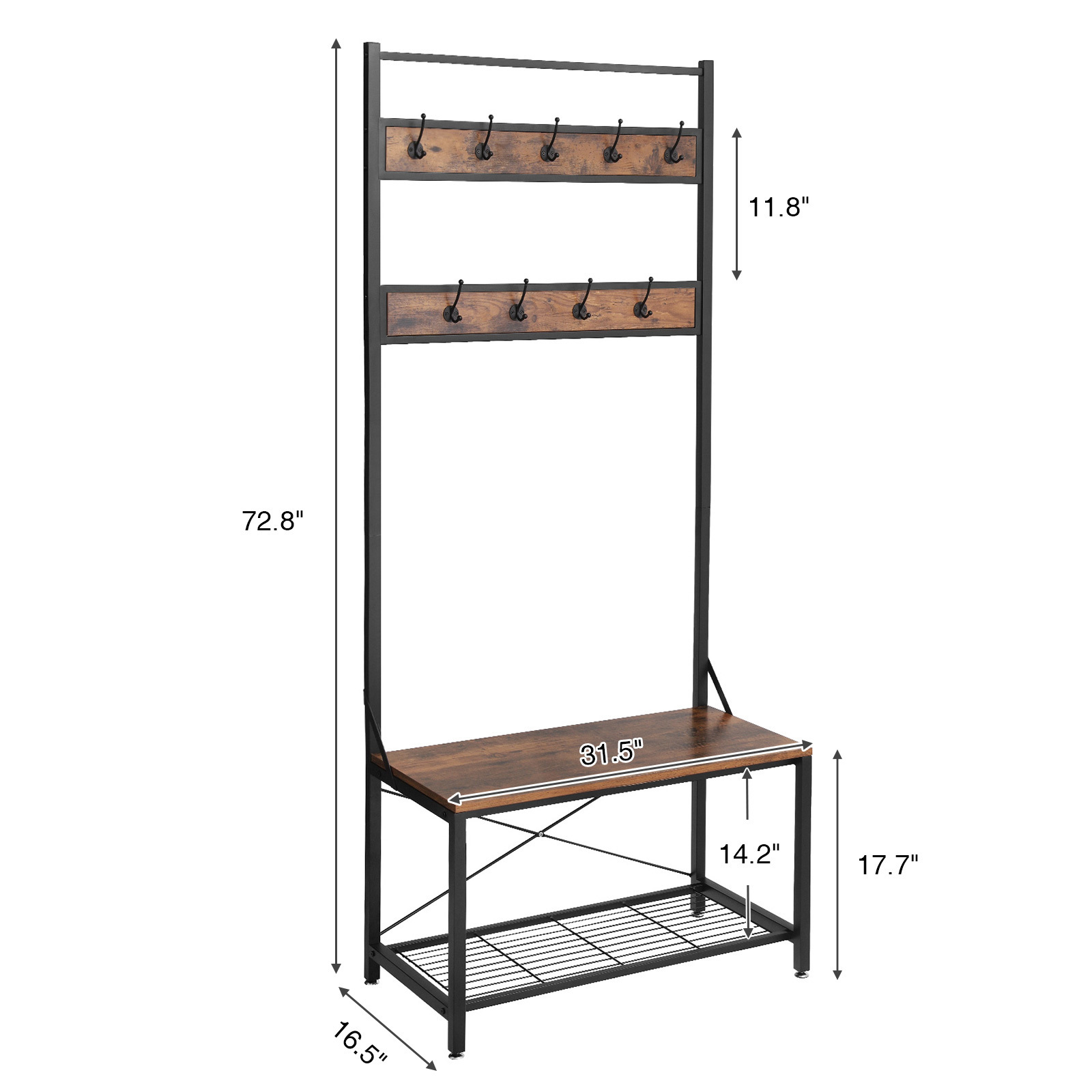 VASAGLE Customized floor standing clothes rack for coat hat bags organizer furniture clothes rack for home hotel