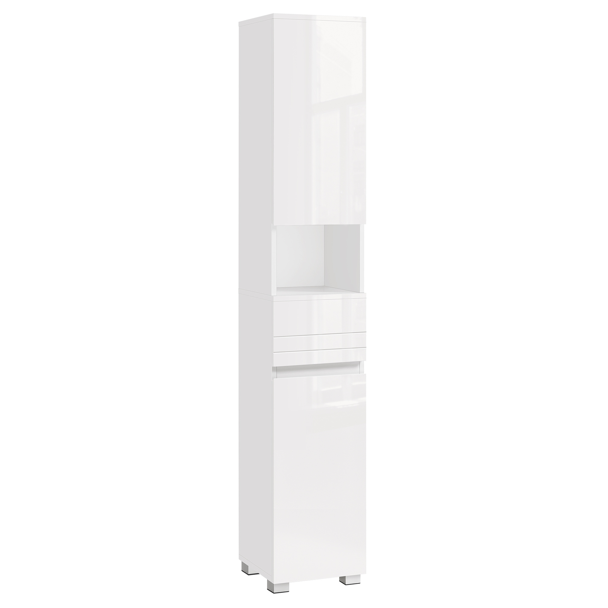 VASAGLE Freestanding Cabinet White Tall Vanity Cabinet Small Bathroom Storage Corner Floor Cabinet