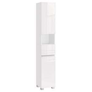 VASAGLE Freestanding Cabinet White Tall Vanity Cabinet Small Bathroom Storage Corner Floor Cabinet