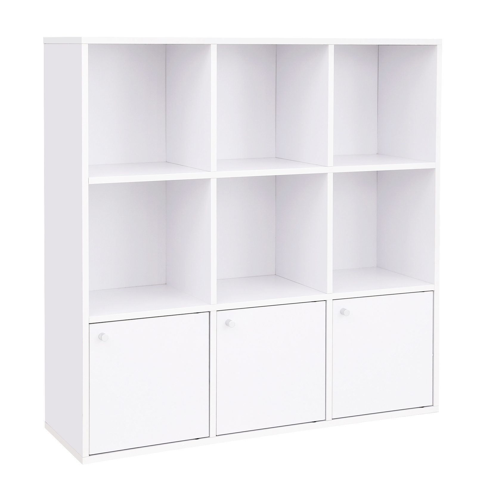 VASAGLE 9-Cube Bookcase Display Shelf 3 Bottom Cabinets white modern Bookcase for Home Office