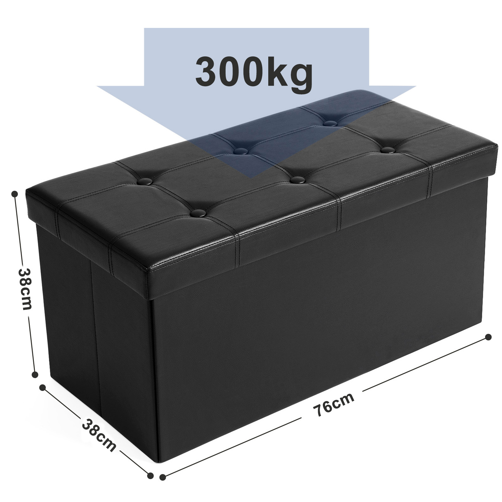 SONGMICS Modern Folding  PVC Storage Ottoman Living Room Furniture waterproof Ottoman Stool With Storage