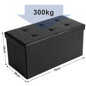 SONGMICS Modern Folding  PVC Storage Ottoman Living Room Furniture waterproof Ottoman Stool With Storage