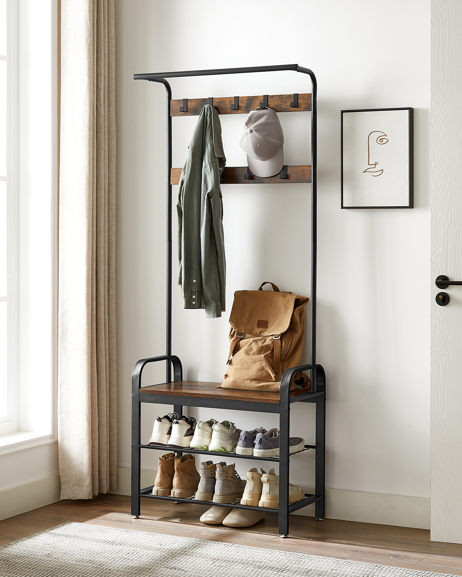 Modern Simple Home Living Room Bedroom Dormitory Hotel Cloakroom Coat Rack With shoes Rack