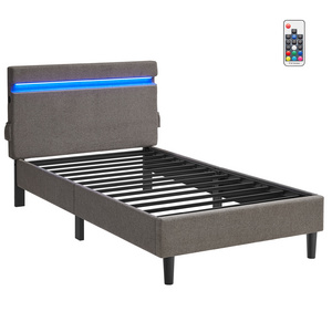 VASAGLE multifunctional king size LED bed frame for bedroom Hotel Single Bed Frame with Headboard