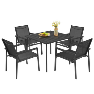 SONGMICS Black Outdoor Lounge Set with Table and Chairs Patio Furniture Garden Furniture Set