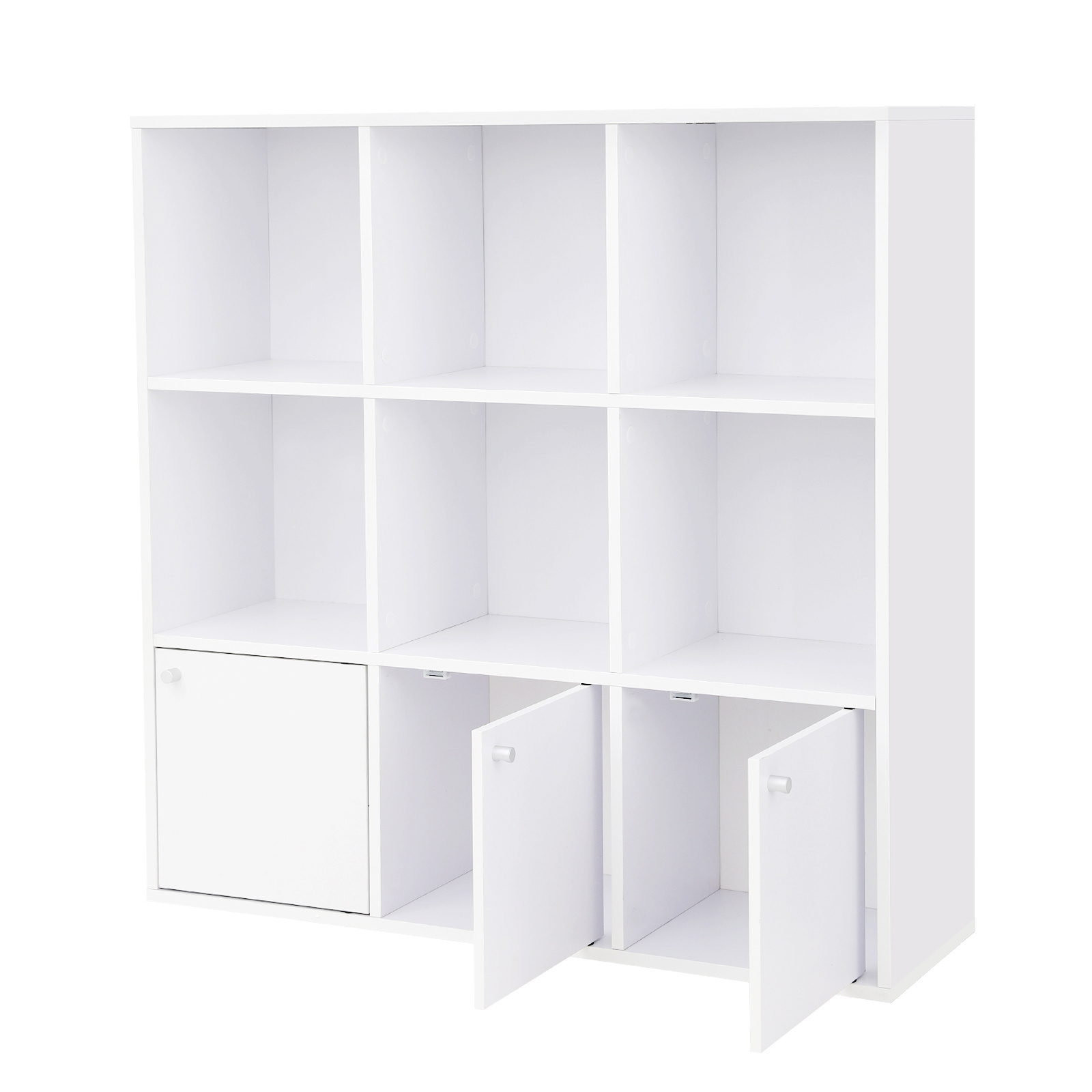 VASAGLE 9-Cube Bookcase Display Shelf 3 Bottom Cabinets white modern Bookcase for Home Office