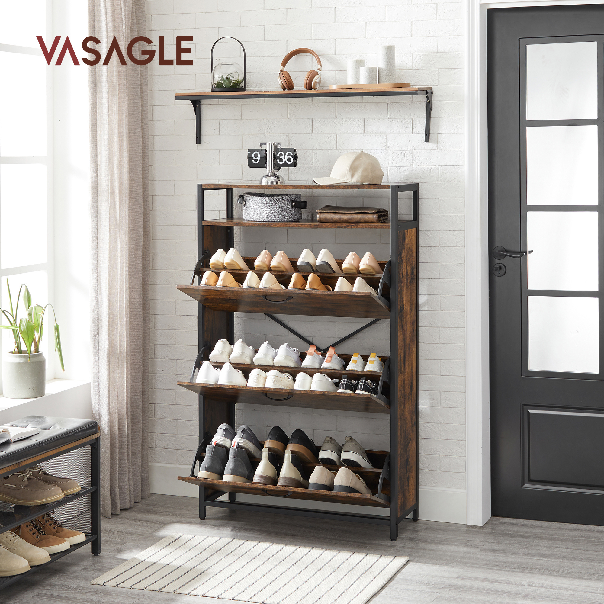 VASAGLE Large Capacity Multi-functional shoes rack for entryways rotating shoe rack storage cabinet