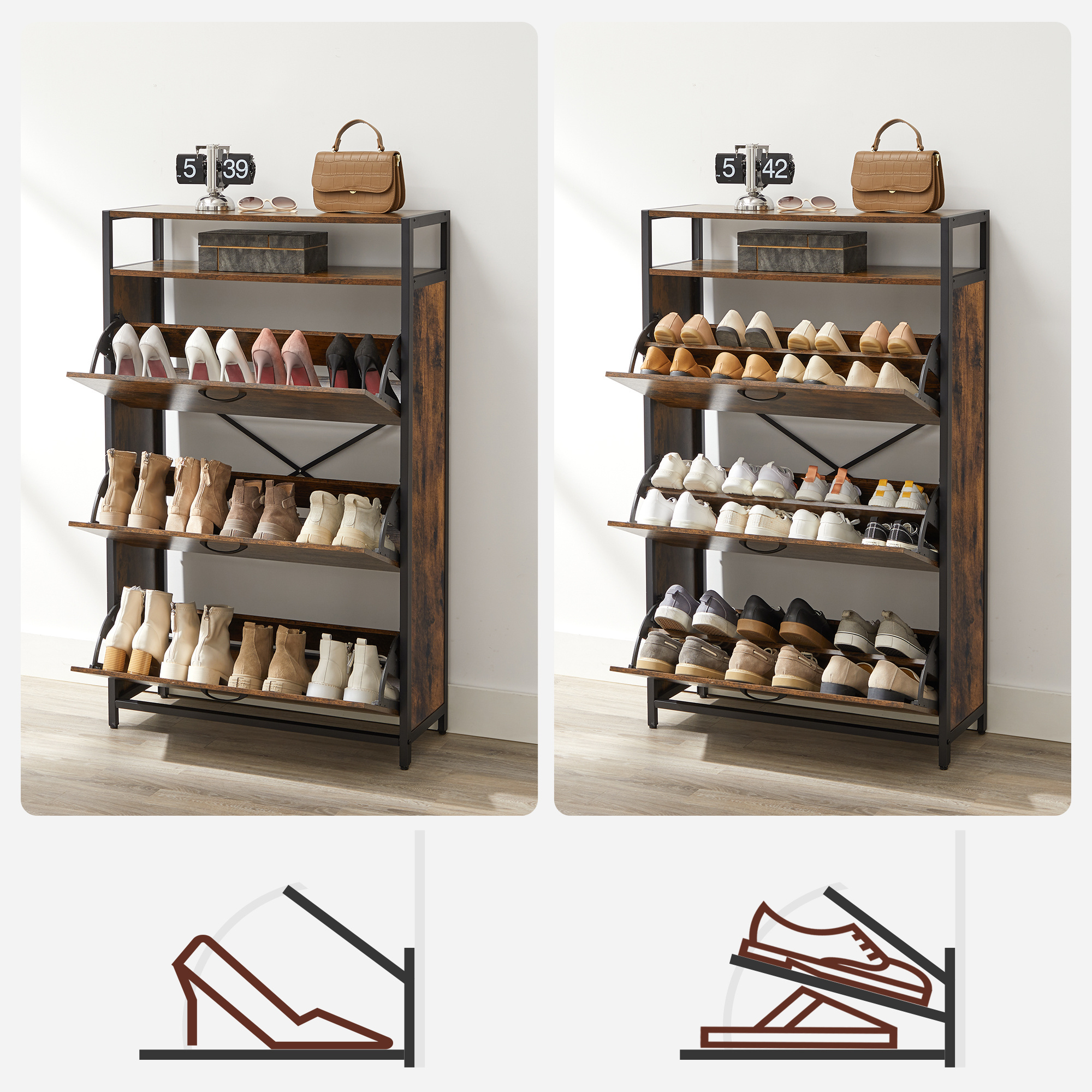 VASAGLE Large Capacity Multi-functional shoes rack for entryways rotating shoe rack storage cabinet