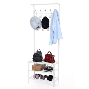 VASAGLE Easy Assembly Metal Frame Hall Tree Stand Modern Hallway Coat Tree metal Coat Rack with Shoe Storage  Bench