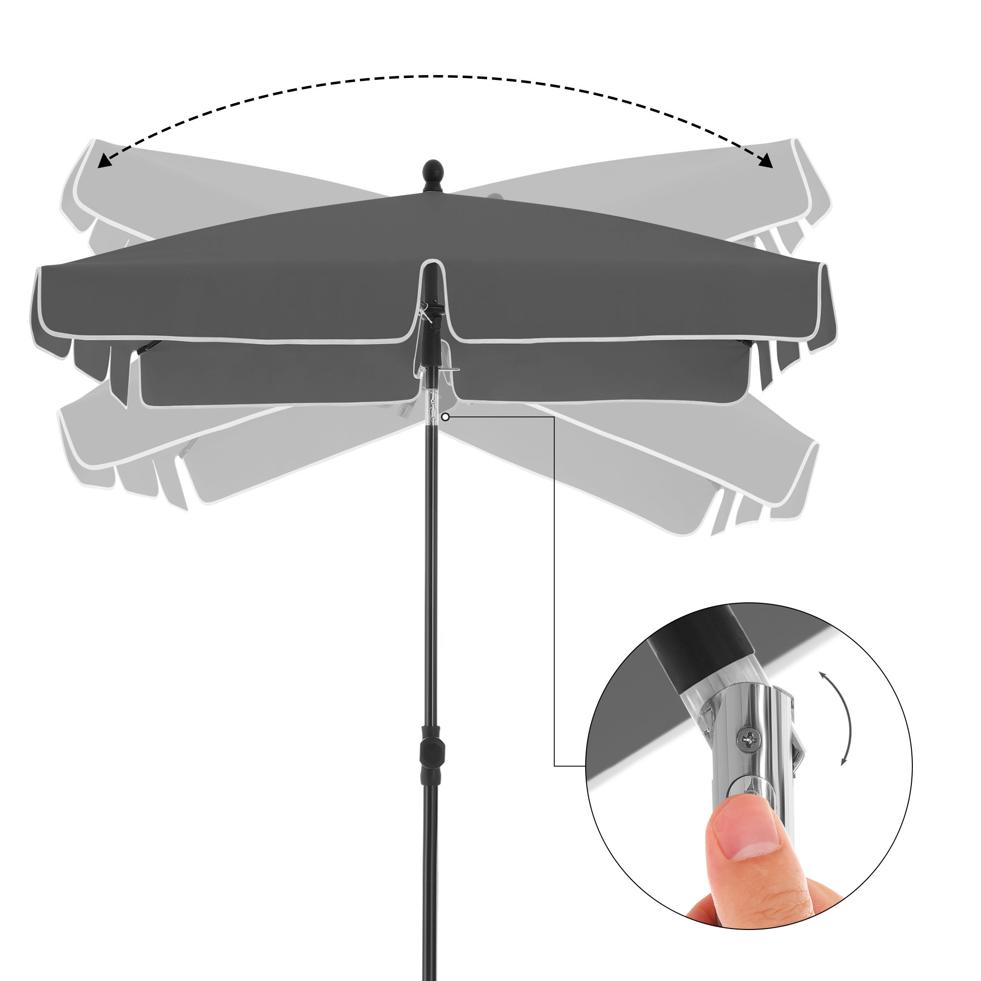 SONGMICS 2*1.15m Big Size Outdoor square parasols Beach Garden Umbrellas Waterproof patio umbrellas