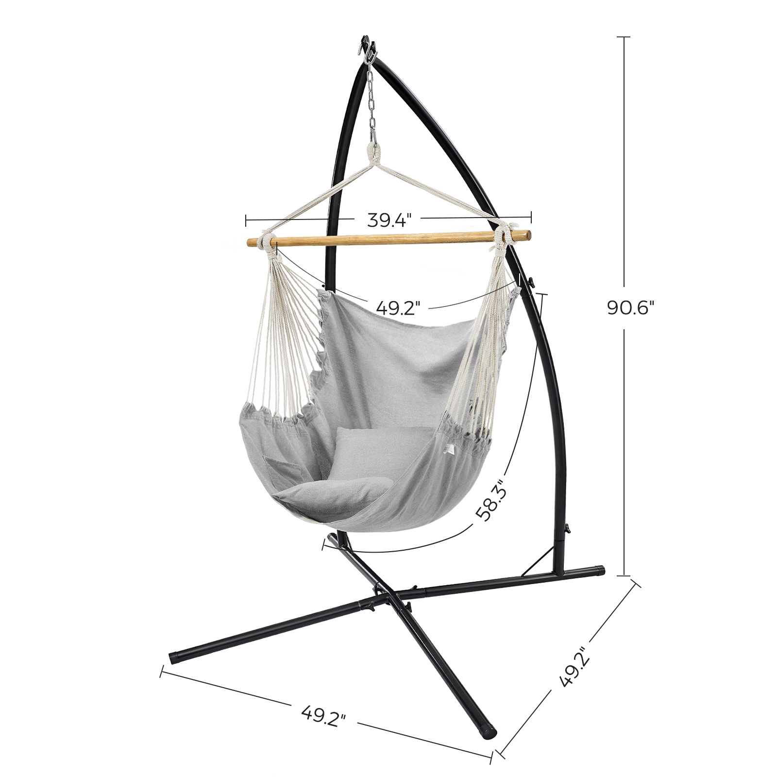 SONGMICS outdoor indoor DIY Camping Patio Hammock Swing Chair Space Saving Hammock With Stand