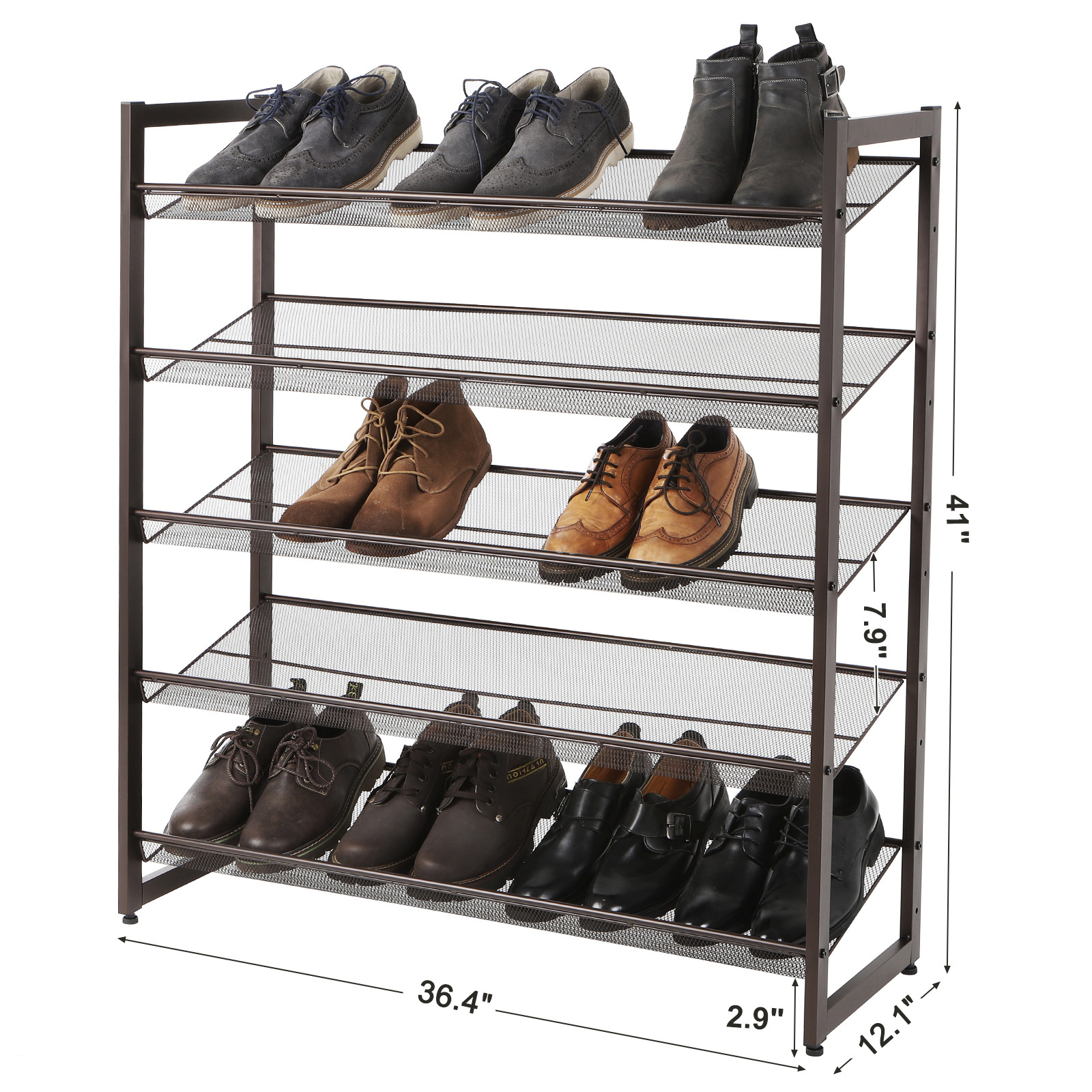 SONGMICS cheap metal frame 5 tiers shoe display shelf rack  20~25 pairs home shoe racks