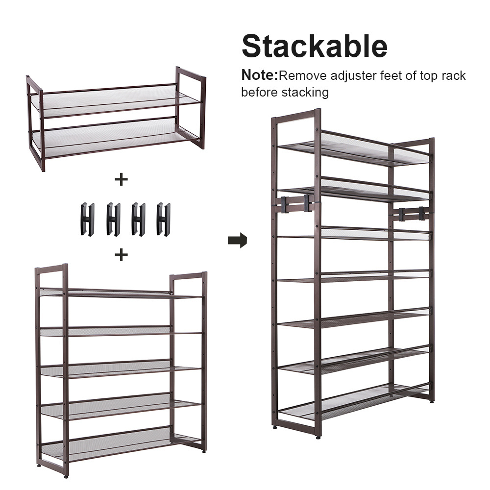 SONGMICS cheap metal frame 5 tiers shoe display shelf rack  20~25 pairs home shoe racks