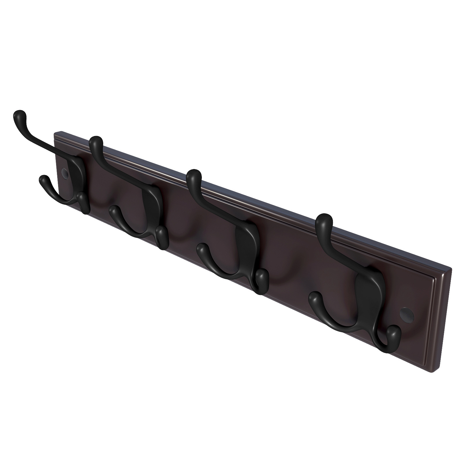 SONGMICS Dark Brown Hook Rack with 4 Tri-Hooks for Clothes Wall Mounted Coat Rack for Entryway Bathroom Closet Room