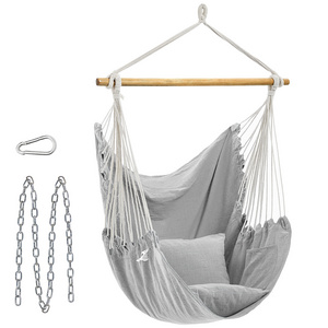 SONGMICS Weave Hanging Rope Swing Hammock Chair with 2 Cushions for Indoor Outdoor