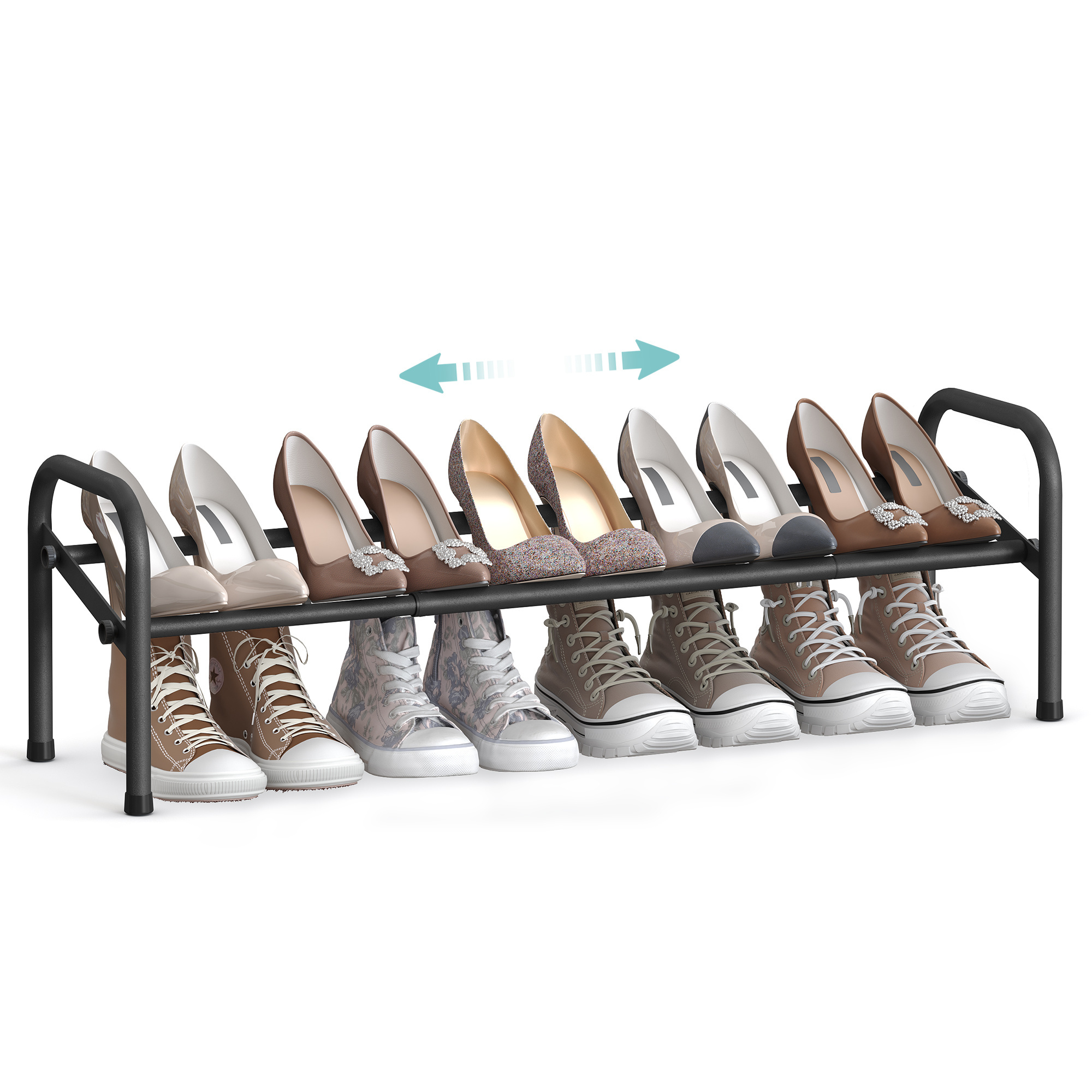 SONGMICS Easy Assembly Free Standing 1-Tier Metal Shoe Shelf Storage Adjustable & Expandable Shoe Rack