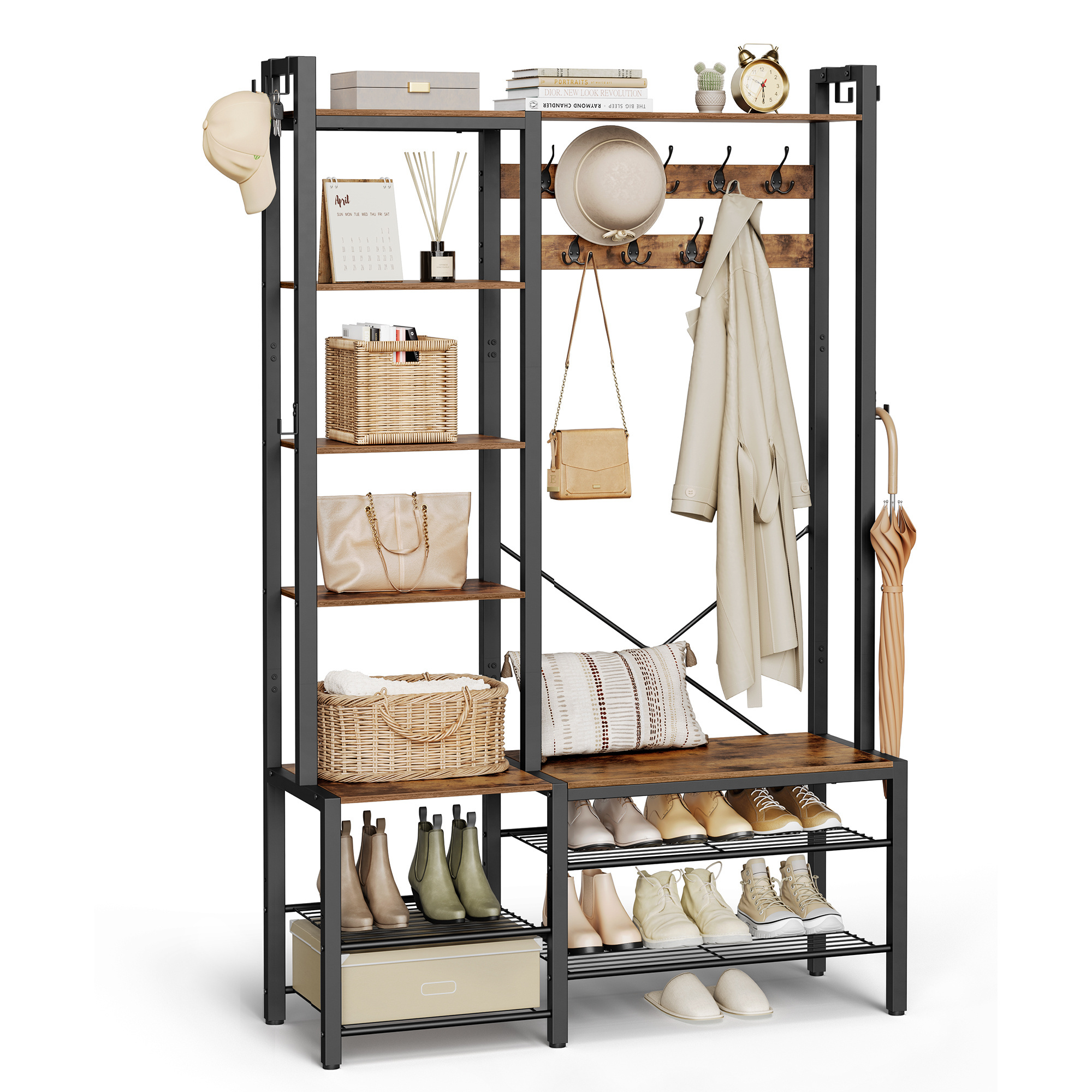 VASAGLE Factory Direct Sales New Entryway Coat Rack Hall Tree With Bench And Shoe Storage