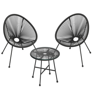 SONGMICS Outdoor Weave Conversation Set Outdoor Seating Garden Patio Furniture Set 3 Pieces Acapulco Chair