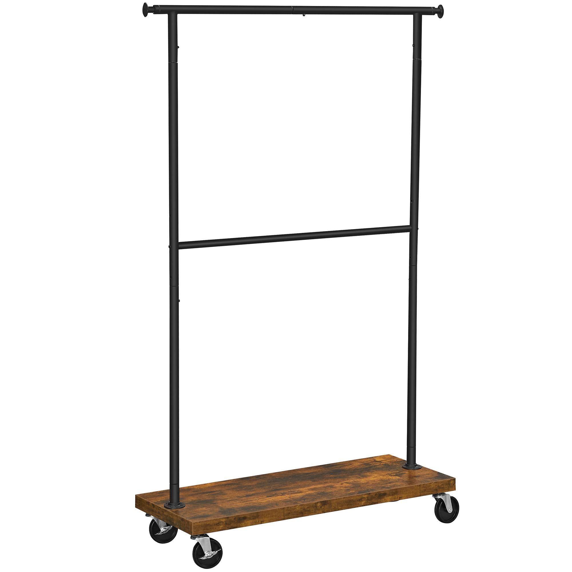 VASAGLE  Industrial Style Clothes Rack on Wheels Garment Rack Expandable Clothes Rack