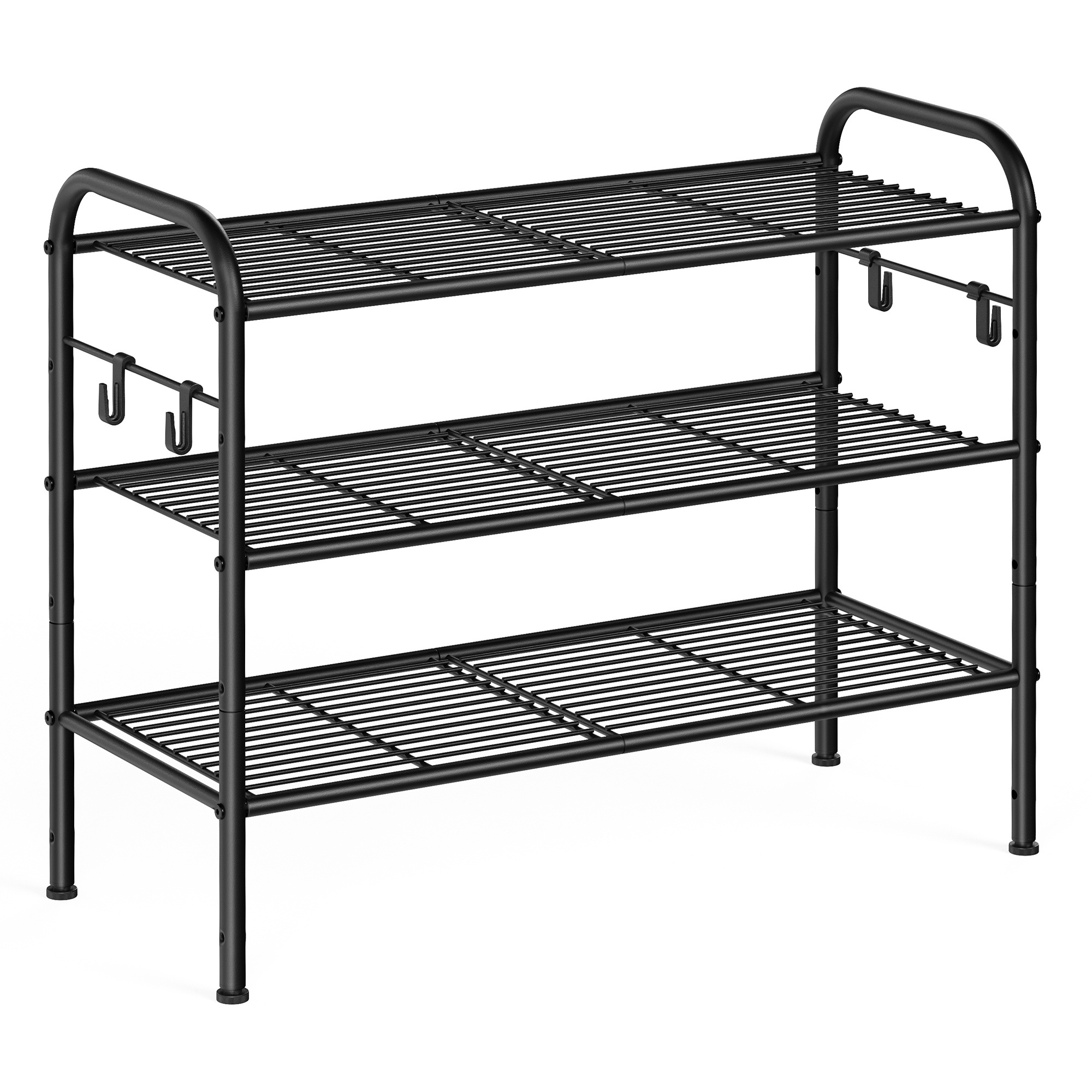 SONGMICS Easy Assembly 3-Tier Shoe Organizer Metal Shoe Shelf Storage Height-Adjustable Shoe Rack