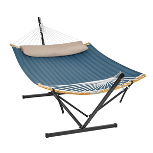 SONGMICS outdoor Hammock with Frame 200 kg Load Capacity Double Grab Patio Metal Frame Blue Hammock