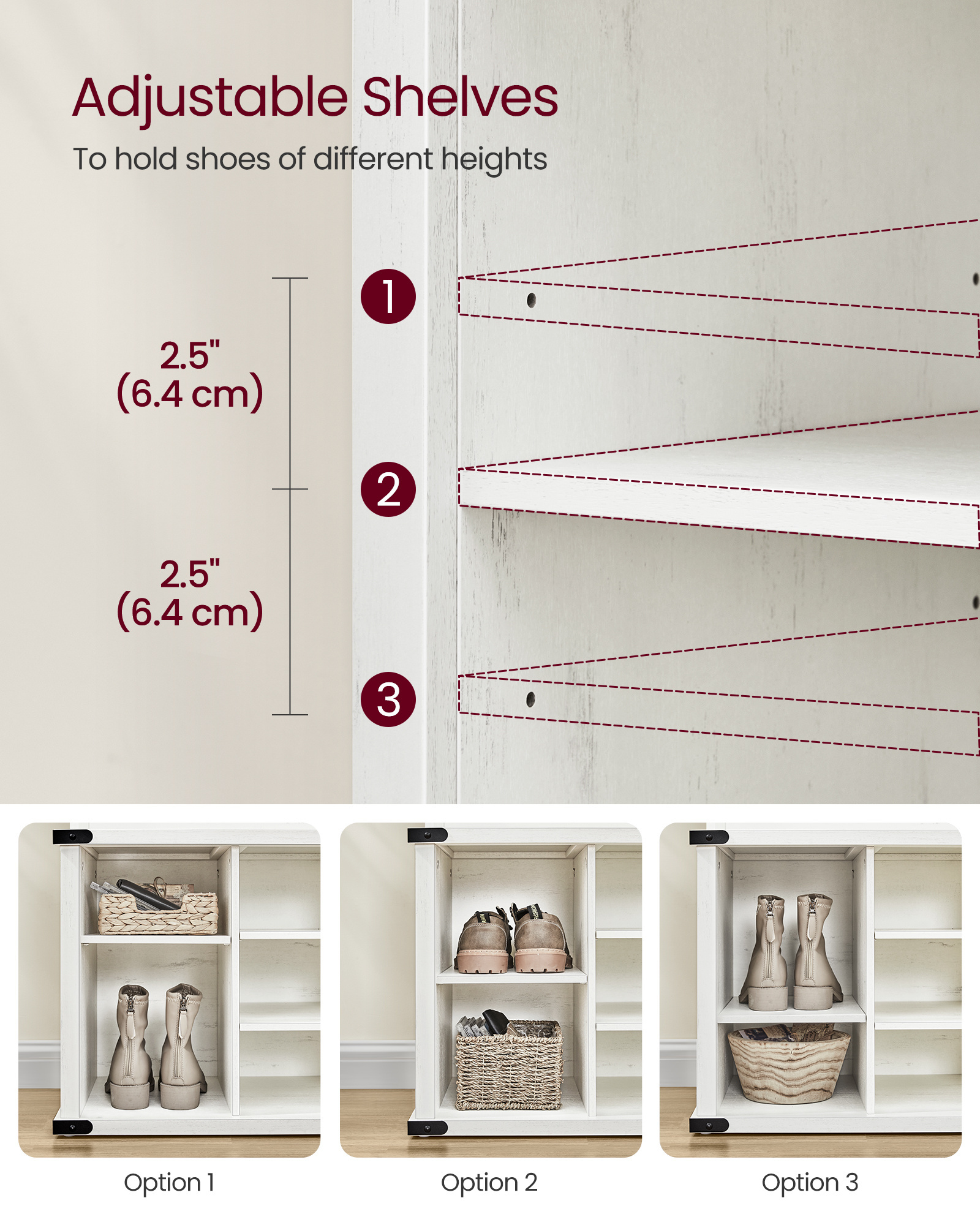 VASAGLE Farmhouse Style White Coat Rack with Shoe Bench 130cm Hall Tree with Bench